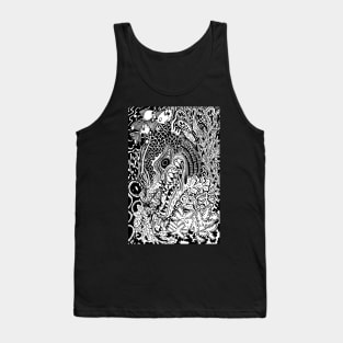 Underwater serpent black and white tattoo Tank Top